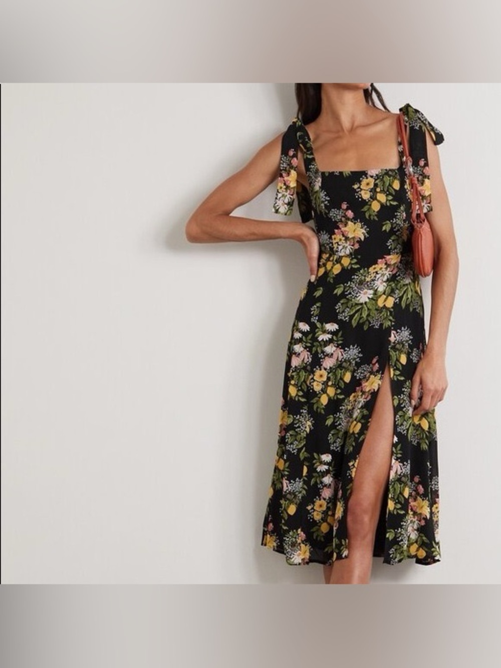 Reformation Twilight midi dress in the Sicilia black floral print